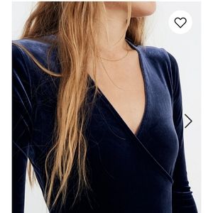 Madewell velvet wrap bodysuit sz S